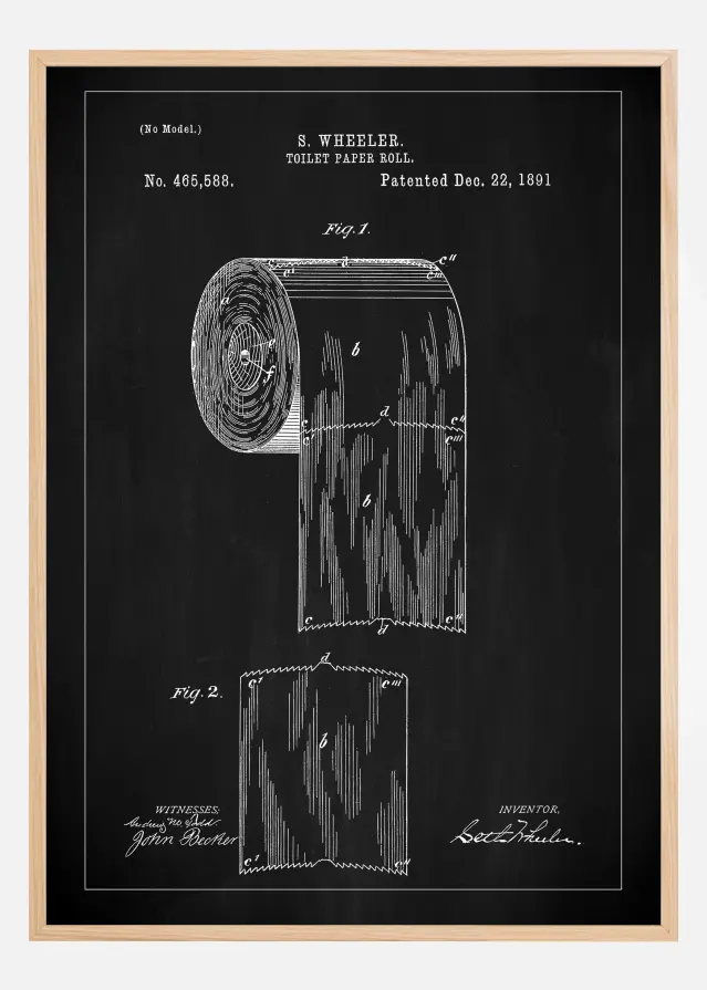 Patent Print - Toilet Paper Roll - Black Αφίσα