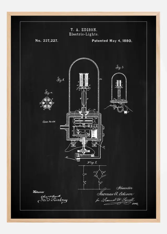 Patent Print - Edison Light - Black Αφίσα