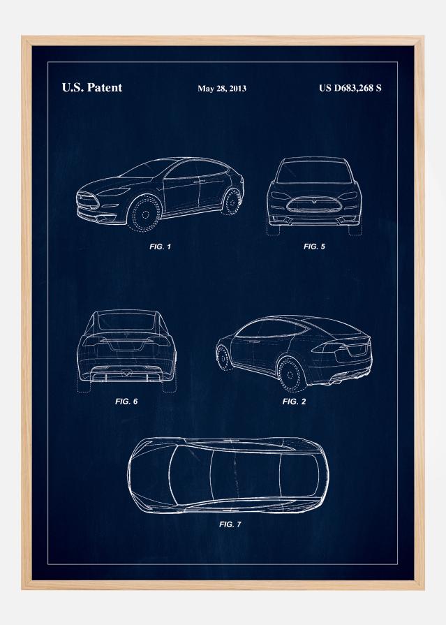 Patent Print - Tesla - Blue Αφίσα