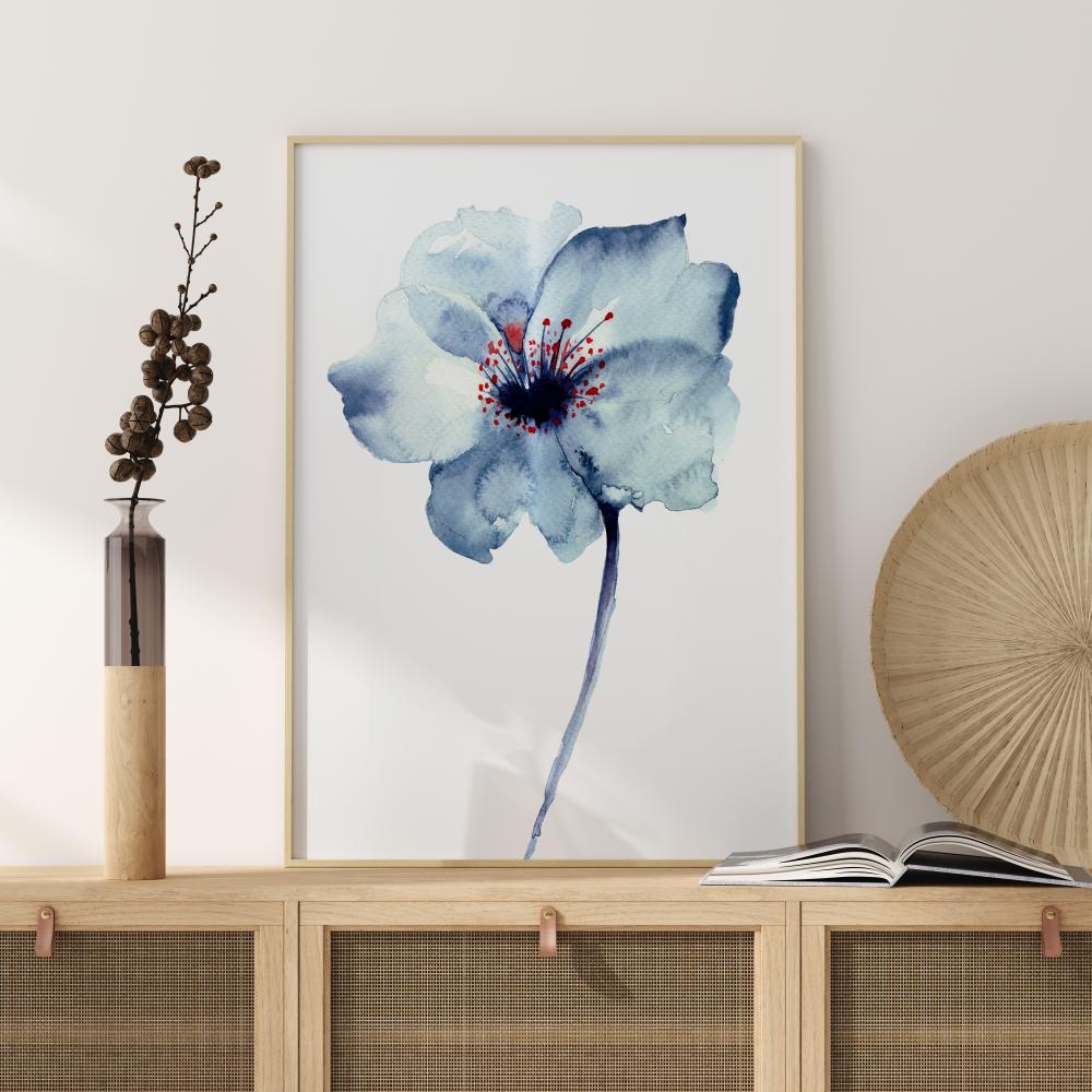 Aquarelle Flower - Blue Αφίσα