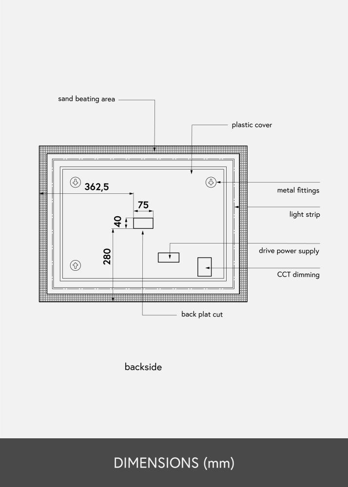 KAILA Καθρέφτης Rectangle II LED 60x80 cm