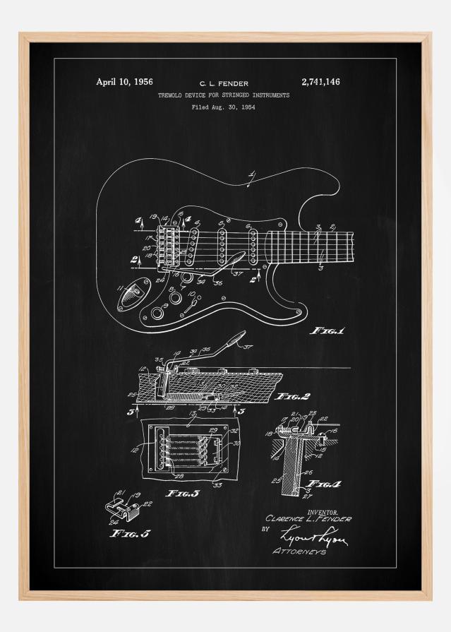 Patent Print - Tremolo Device - Black Αφίσα