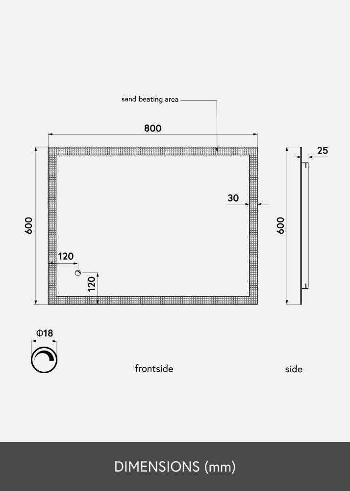 KAILA Καθρέφτης Rectangle II LED 60x80 cm