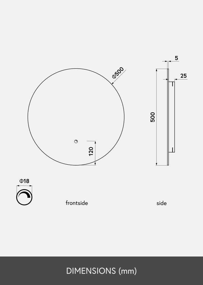 KAILA Καθρέφτης LED 50 cm Ø