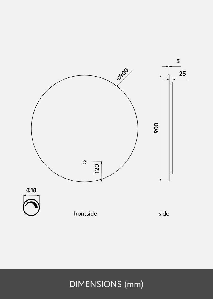 KAILA Καθρέφτης LED 90 cm Ø