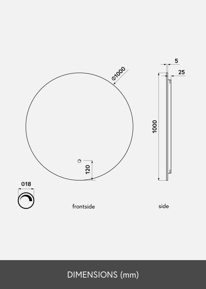 KAILA Καθρέφτης LED 100 cm Ø