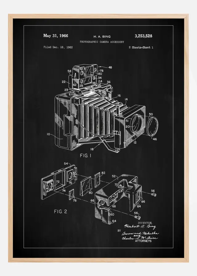 Patent Print - Photographic Camera - Black Αφίσα