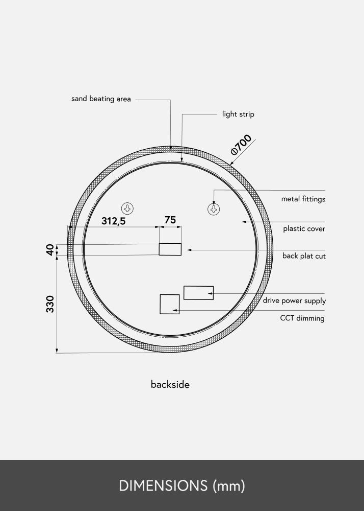 KAILA Καθρέφτης Frost LED 70 cm Ø