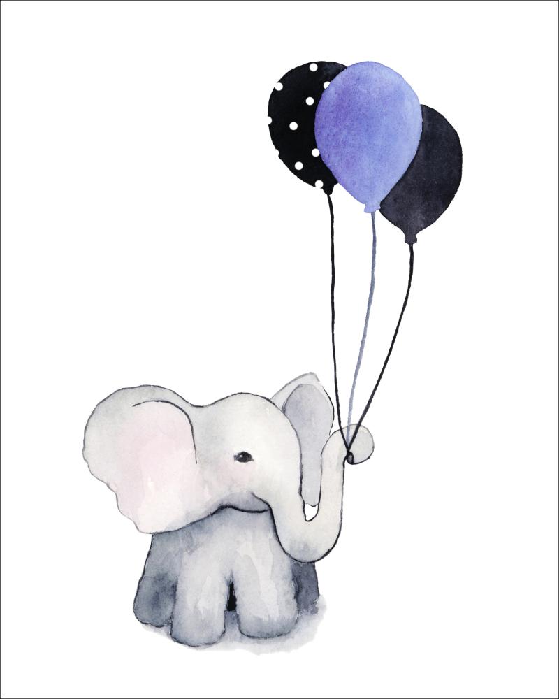 Elephant With Balloons Αφίσα