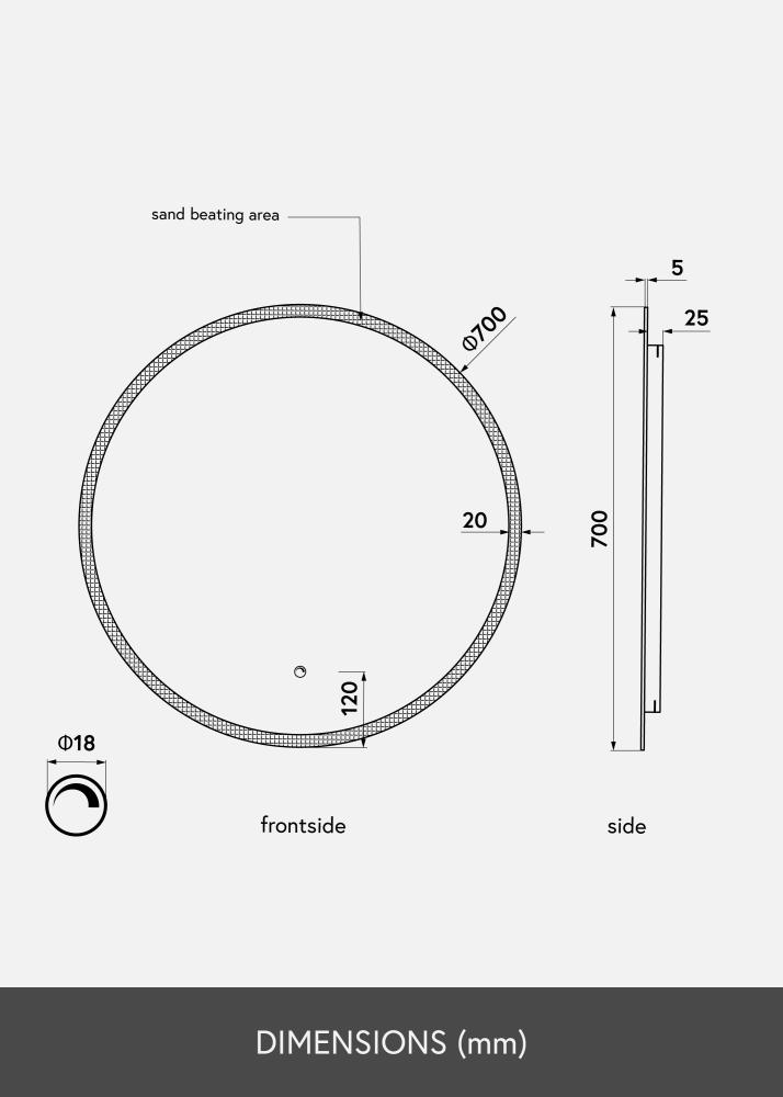 KAILA Καθρέφτης Frost LED 70 cm Ø