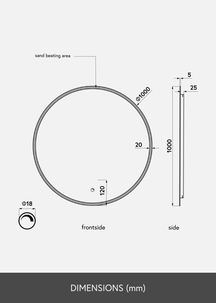 KAILA Καθρέφτης Frost LED 100 cm Ø