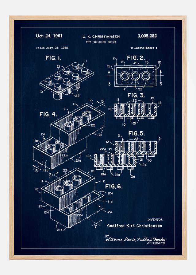 Patent Print - Lego Block I - Blue Αφίσα