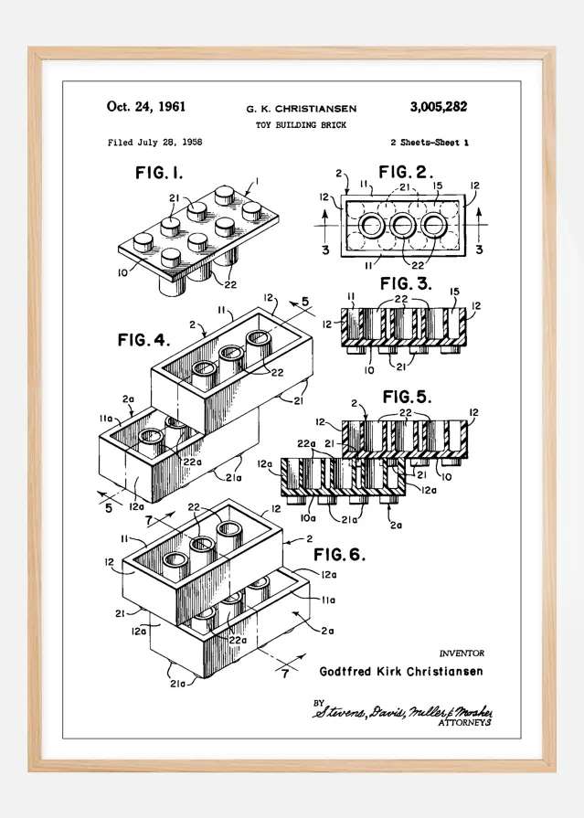 Patent Print - Lego Block I - White Αφίσα