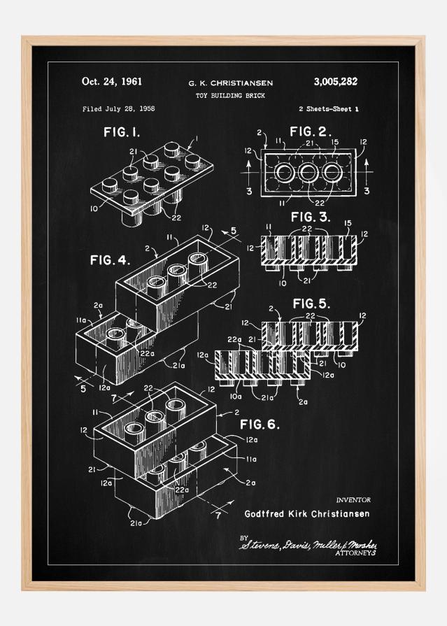 Patent Print - Lego Block I - Black Αφίσα