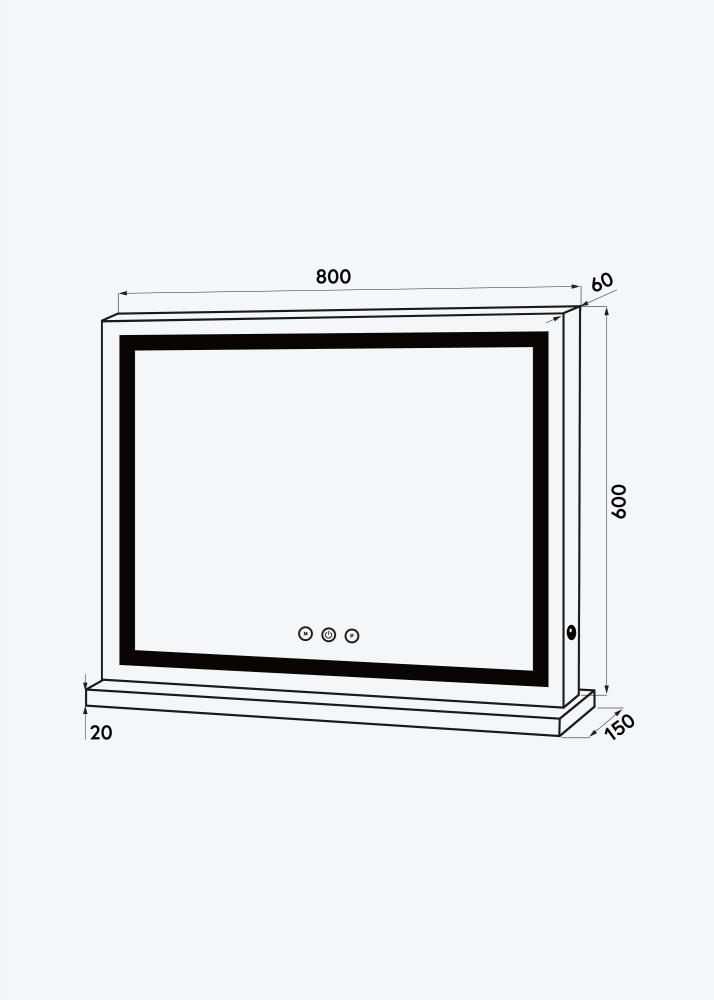 KAILA Καθρέφτης μακιγιάζ Base Horisontal LED Λευκό 80x60 cm