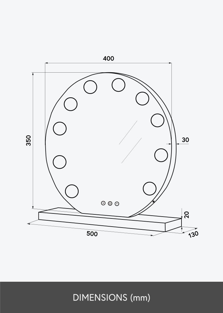 KAILA Καθρέφτης μακιγιάζ Hollywood Round 10 Χρυσό ροζ 40x30 cm