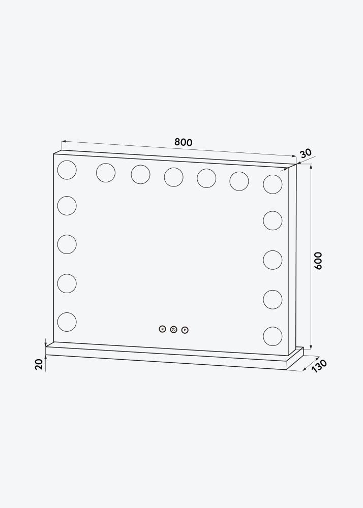 KAILA Καθρέφτης μακιγιάζ Vanity LED 15 Λευκό 80x60 cm