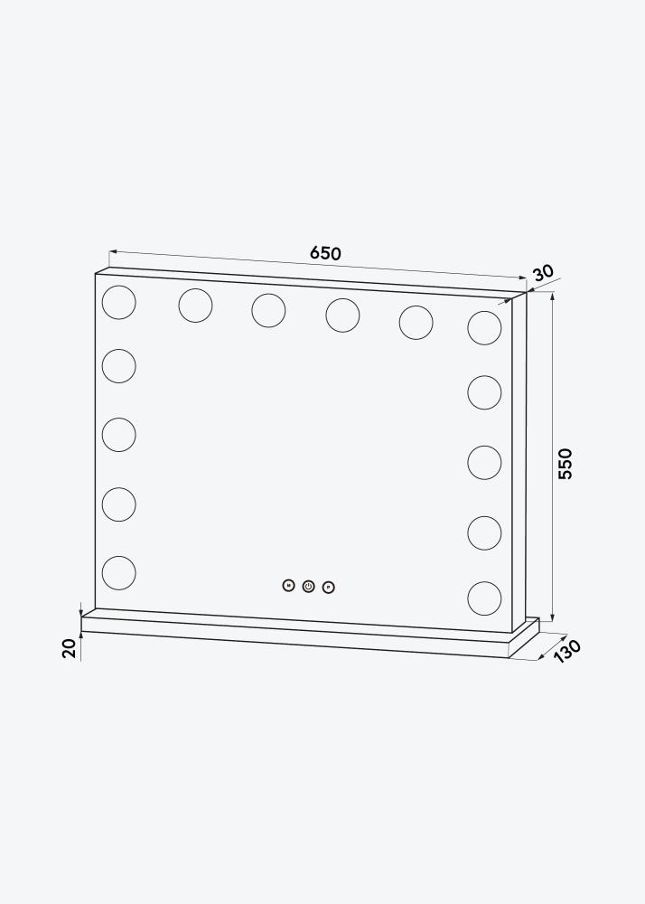 KAILA Καθρέφτης μακιγιάζ Base LED 14 Ασημί 65x56 cm