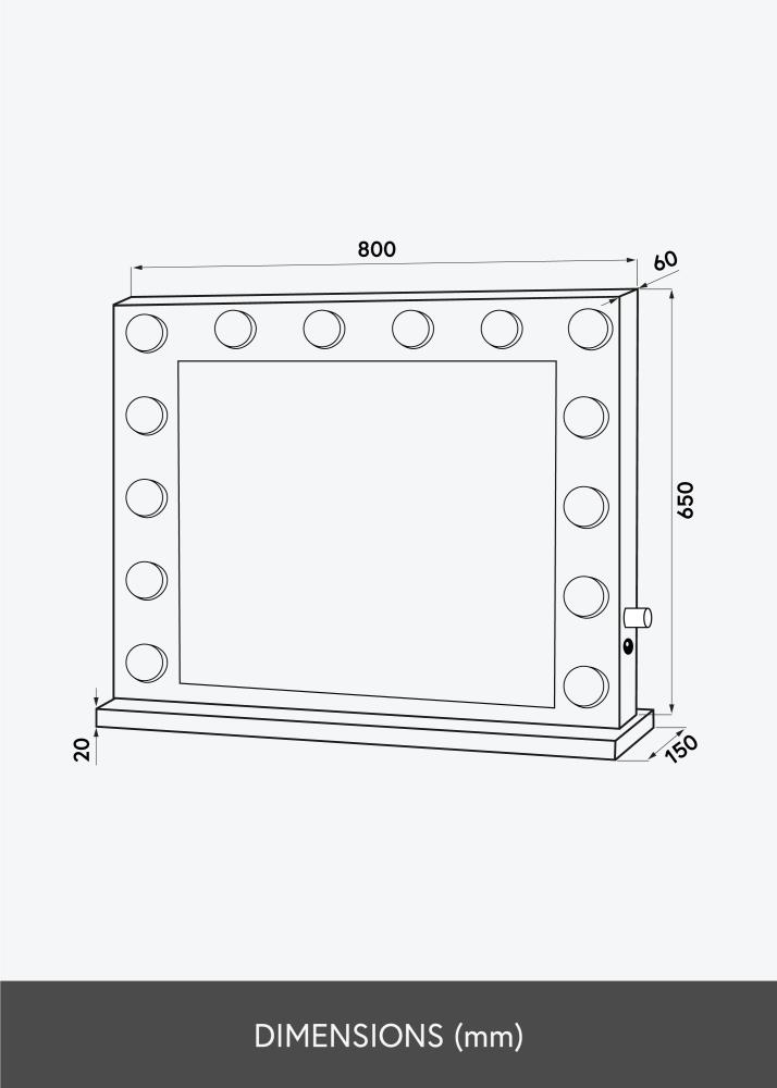 KAILA Καθρέφτης μακιγιάζ Hollywood 14 E27 Χρυσό ροζ 80x65 cm