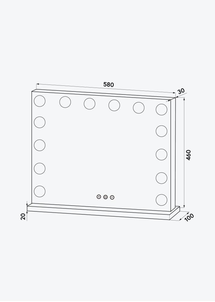 KAILA Καθρέφτης μακιγιάζ Base LED 14 Ασημί 56x46 cm