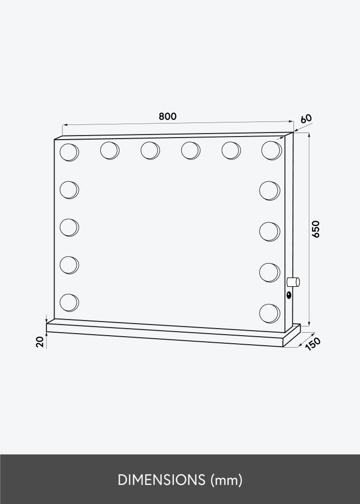 KAILA Καθρέφτης μακιγιάζ Hollywood Edge 14 E27 Λευκό 80x65 cm