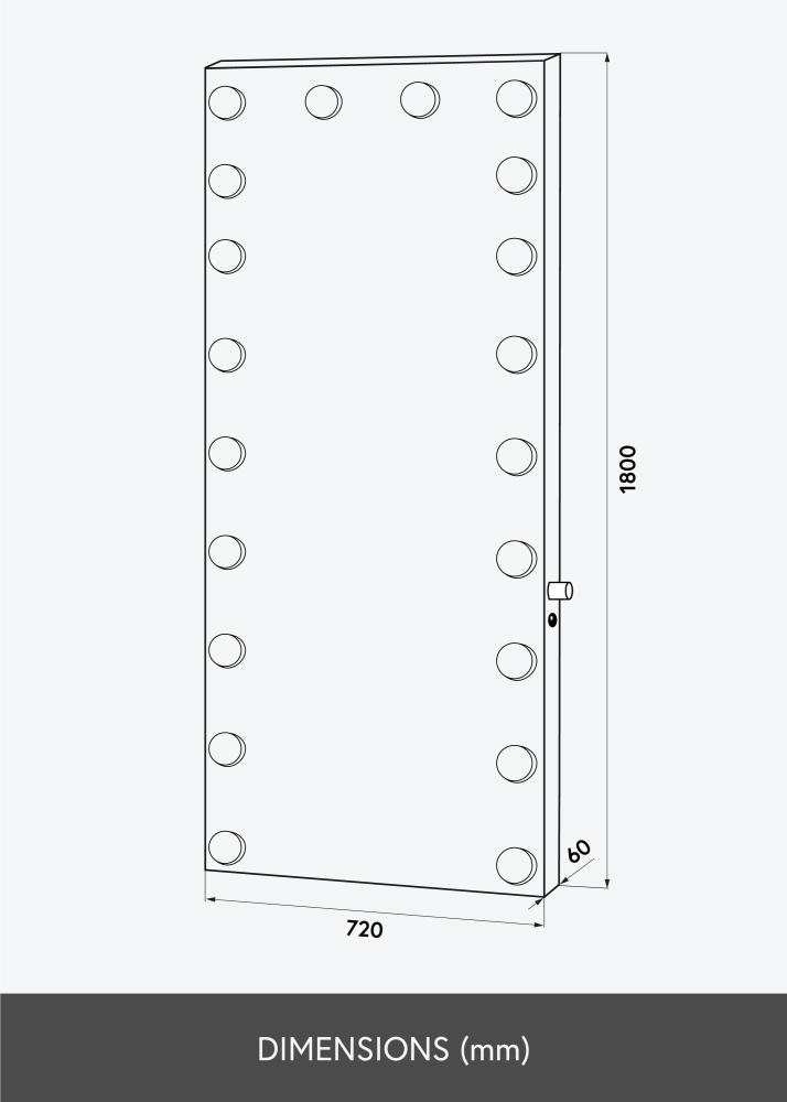 KAILA Καθρέφτης μακιγιάζ Hollywood Edge 20 E27 Μαύρος 72x180 cm