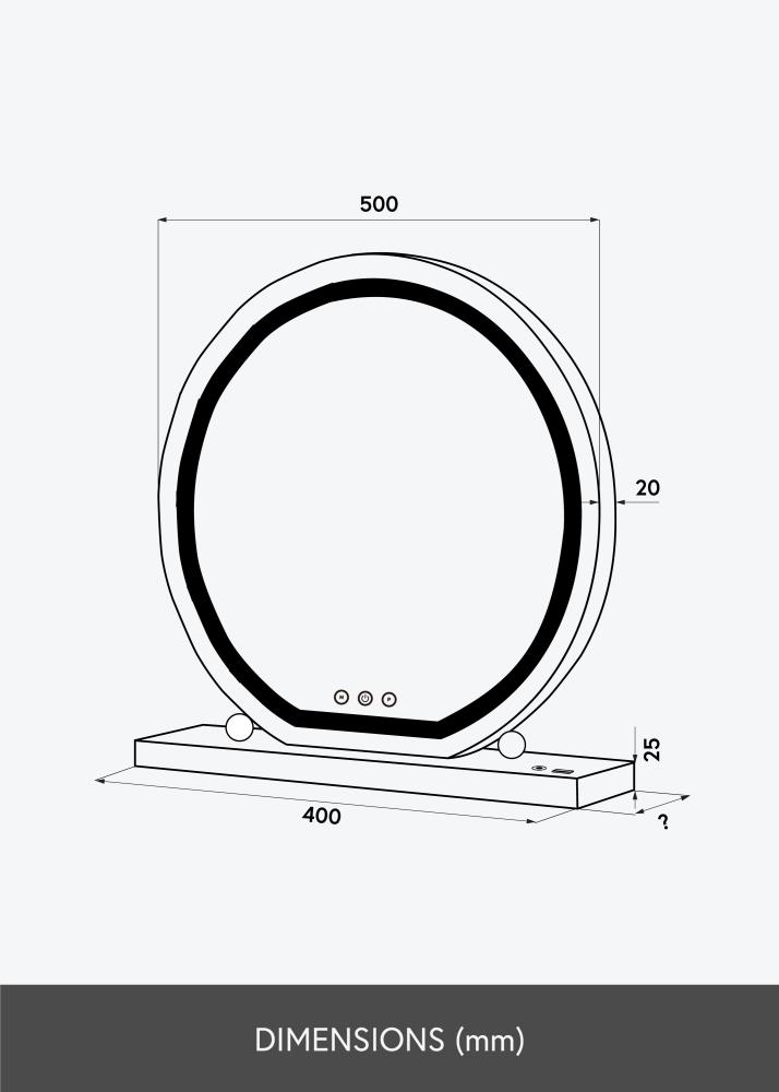 KAILA Καθρέφτης μακιγιάζ Round LED Λευκό 50 cm Ø