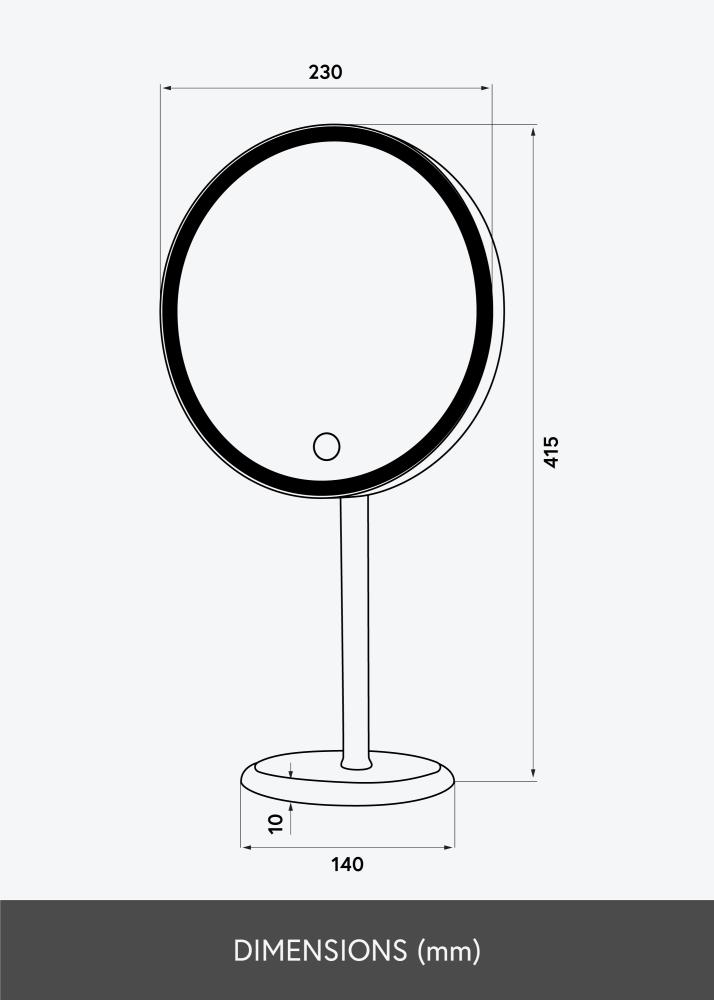 KAILA Καθρέφτης μακιγιάζ Pillar LED Magnifying 20 cm Ø