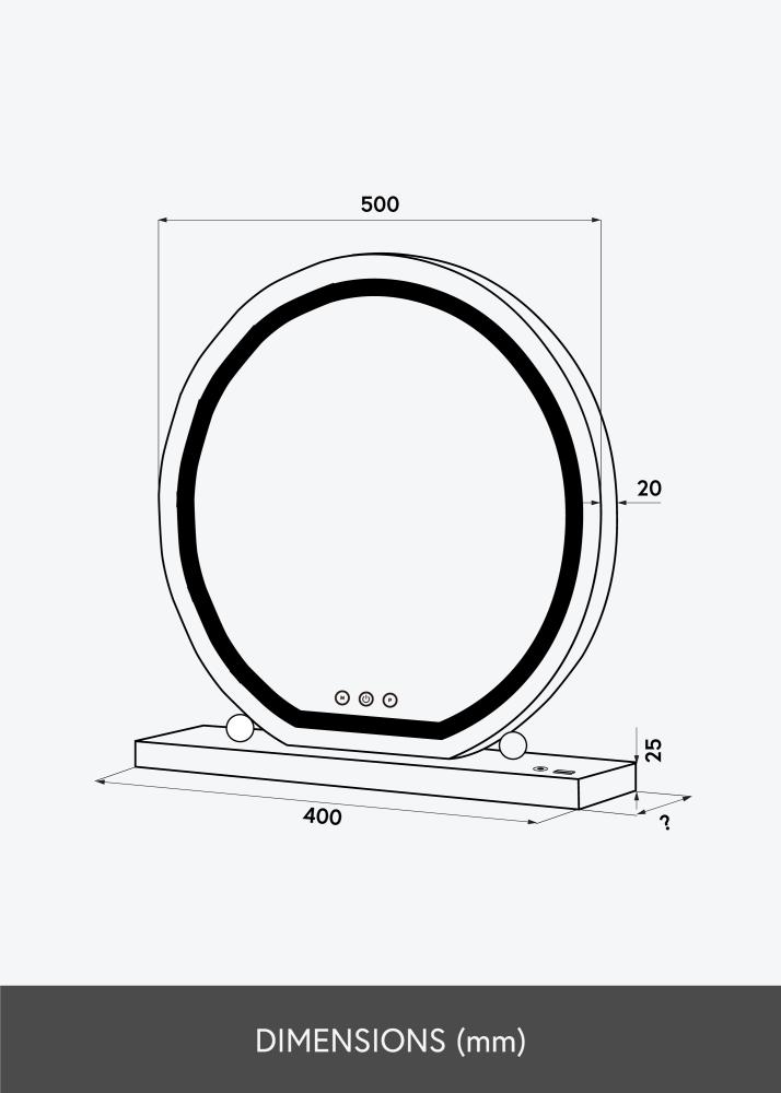 KAILA Καθρέφτης μακιγιάζ Round LED Μαύρος 50 cm Ø