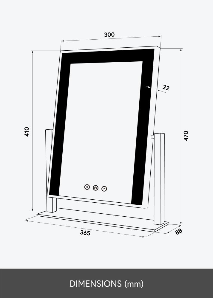 KAILA Καθρέφτης μακιγιάζ Stand LED Μαύρος 30x41 cm