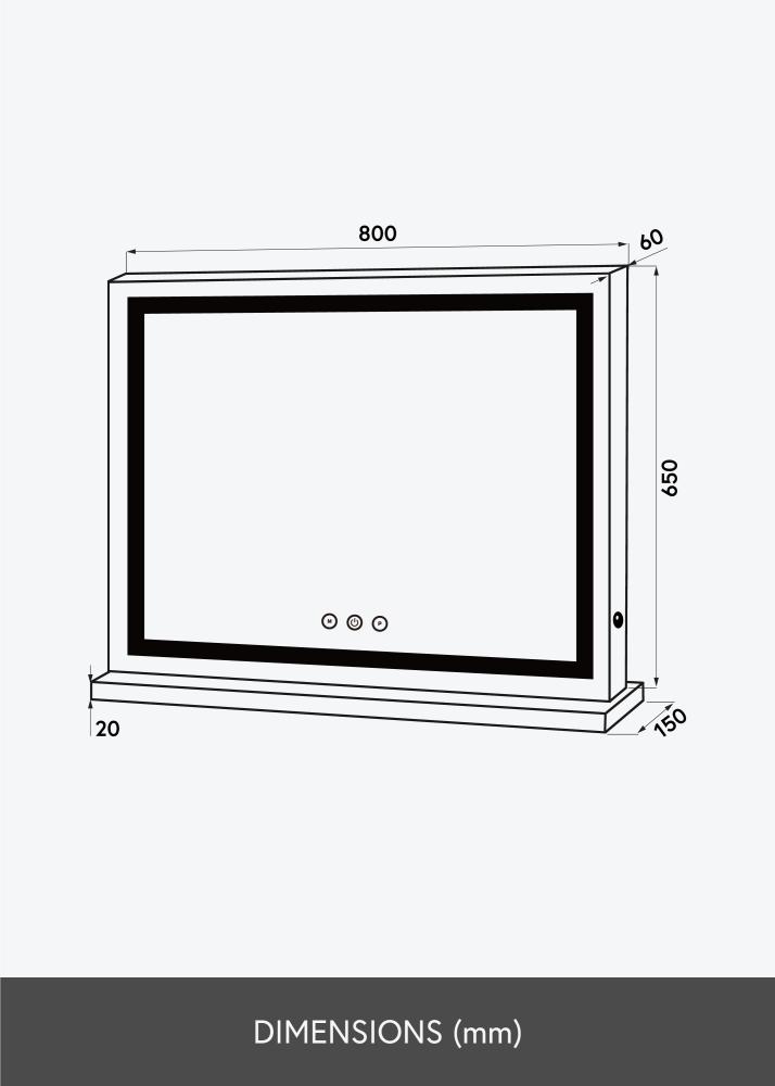 KAILA Καθρέφτης μακιγιάζ Vanity LED Λευκό 80x65 cm