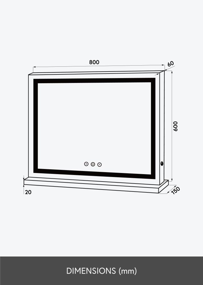 KAILA Καθρέφτης μακιγιάζ Base Horisontal LED Λευκό 80x60 cm