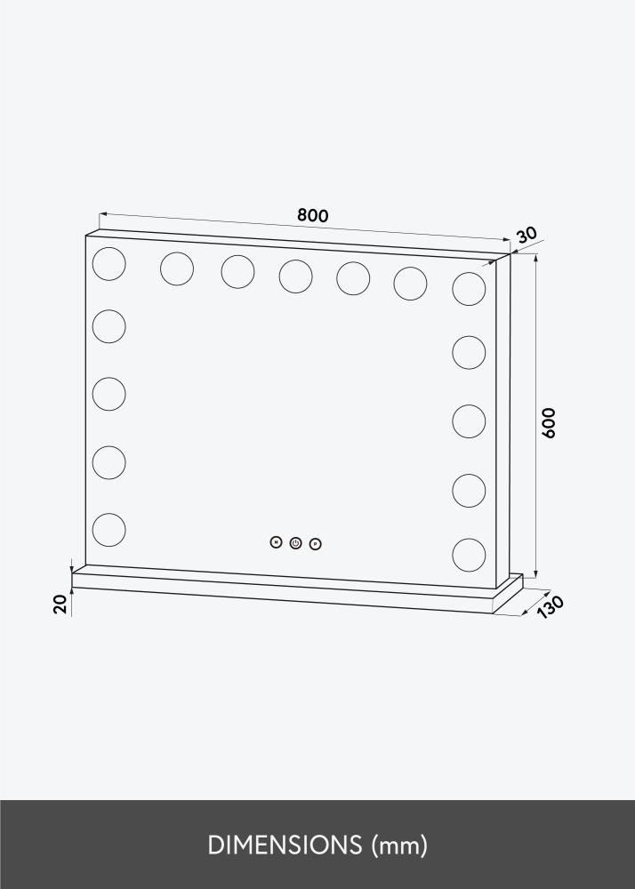 KAILA Καθρέφτης μακιγιάζ Vanity LED 15 Λευκό 80x60 cm