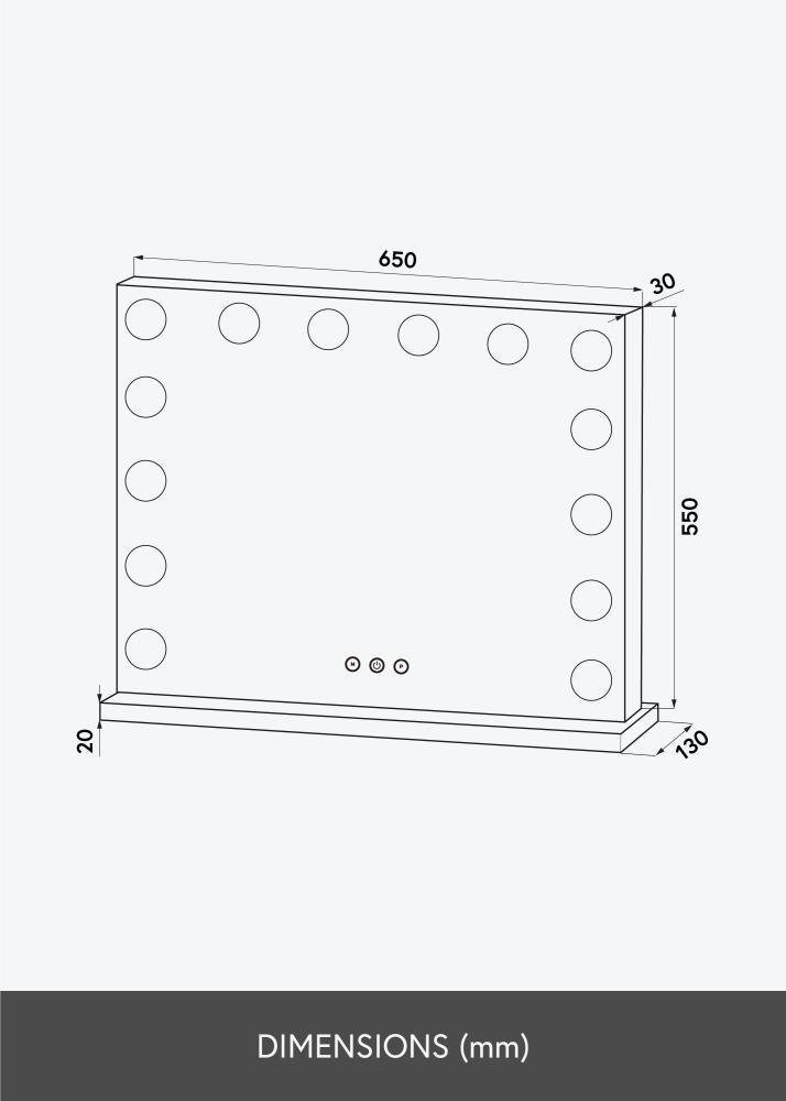 KAILA Καθρέφτης μακιγιάζ Base LED 14 Ασημί 65x56 cm