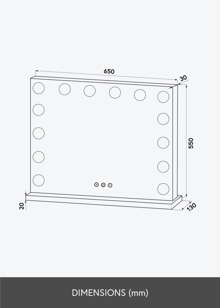 KAILA Καθρέφτης μακιγιάζ Base LED 14 Μαύρος 65x56 cm