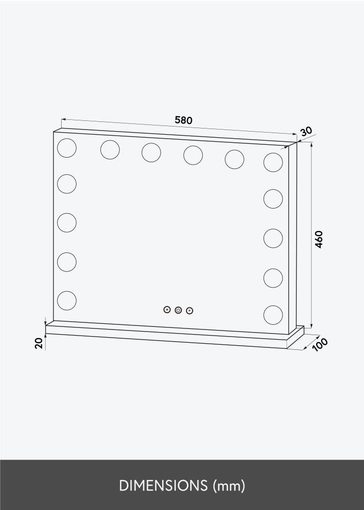 KAILA Καθρέφτης μακιγιάζ Base LED 14 Ασημί 56x46 cm