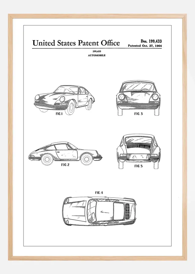 Patent Print - Porsche 911 Carrera - White Αφίσα