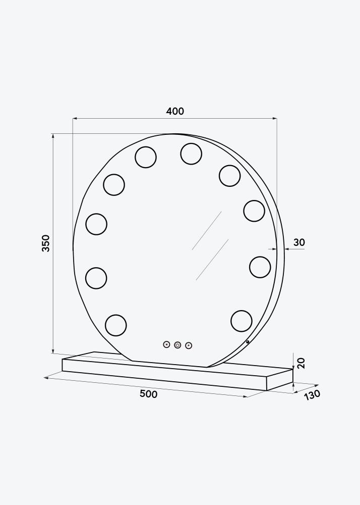 KAILA Καθρέφτης μακιγιάζ Hollywood Round 10 Χρυσό ροζ 40x30 cm