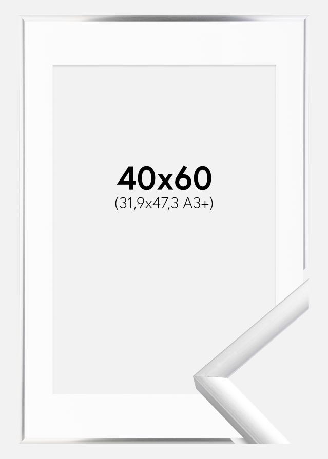 Πλαίσιο New Lifestyle Ασημί 40x60 cm - Πασπαρτού Λευκό 32,9x48,3 cm (A3+)