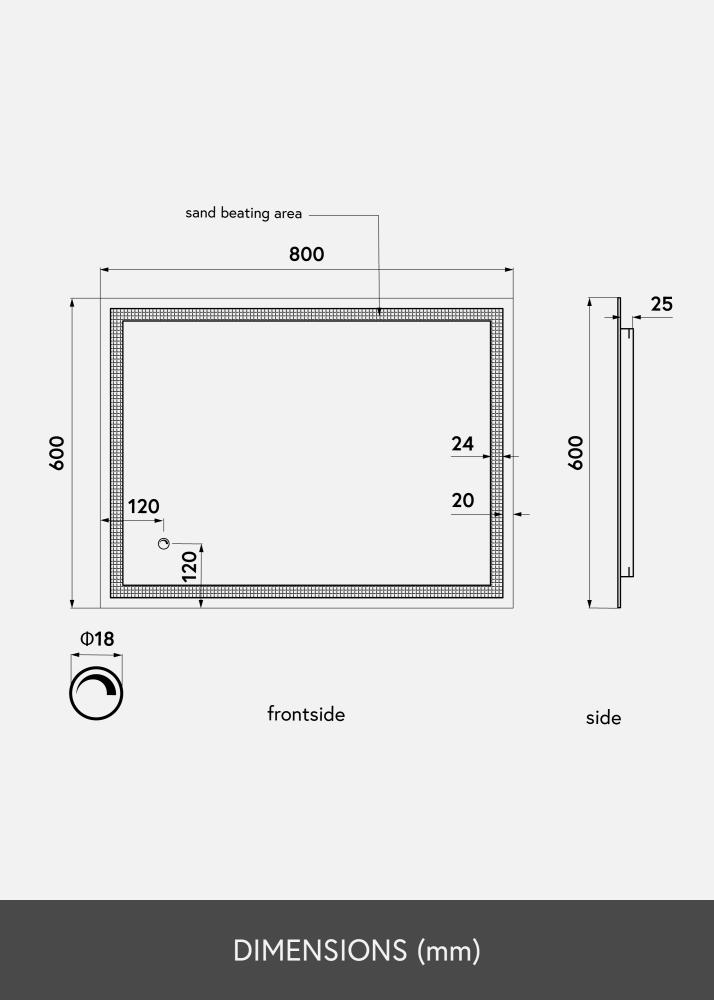 KAILA Καθρέφτης Rectangle LED 60x80 cm