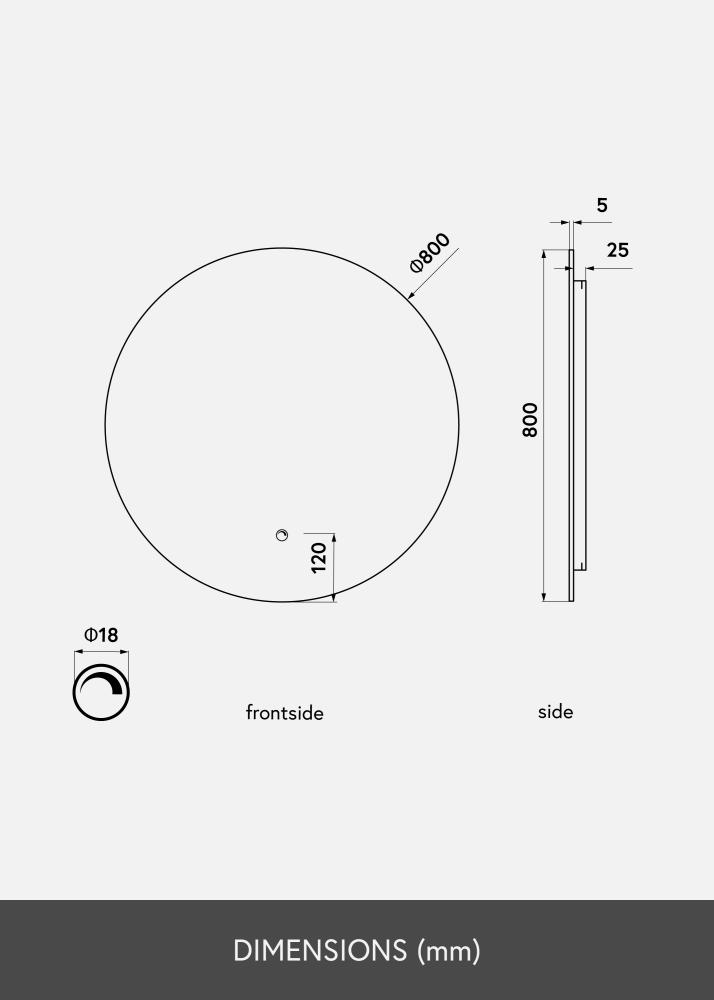 KAILA Καθρέφτης LED 80 cm Ø