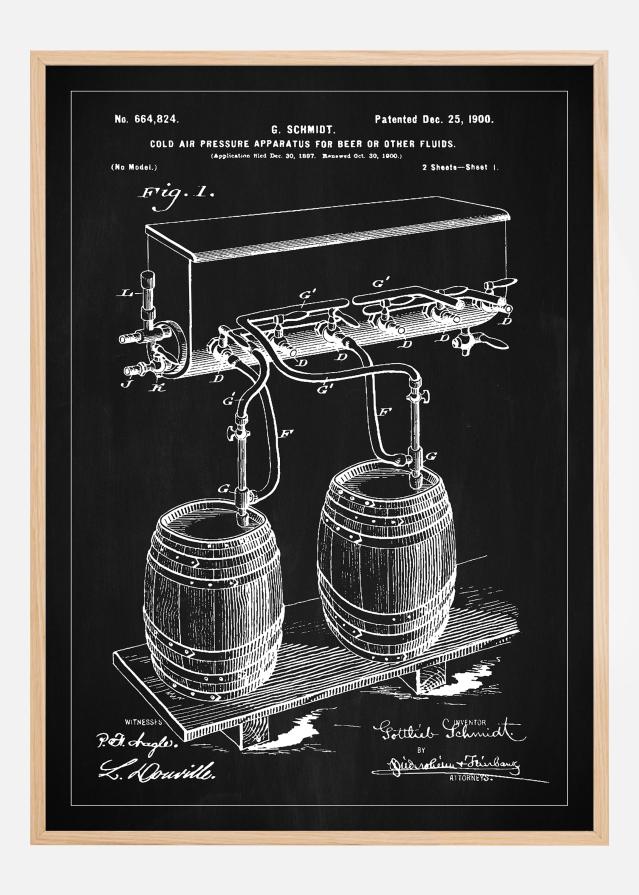 Patent Print - Beer Kegs - Black Αφίσα