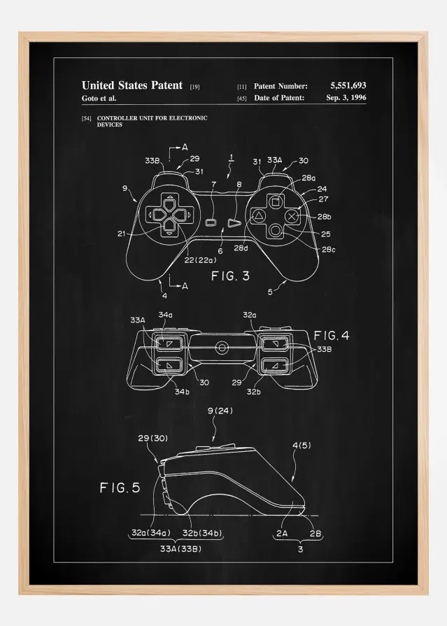 Patent Print - Game Controller II - Black Αφίσα