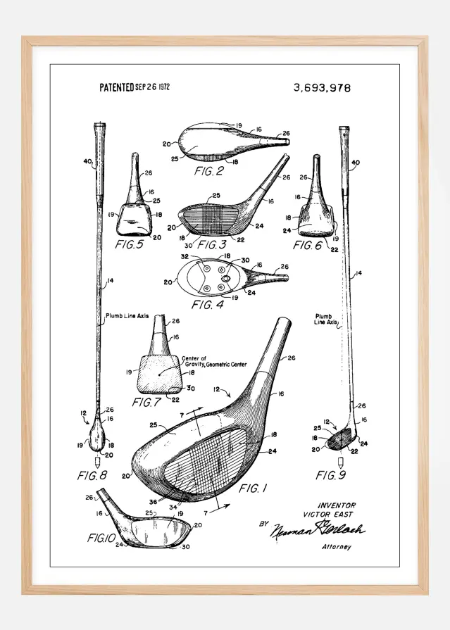 Patent Print - Golf Club - White Αφίσα