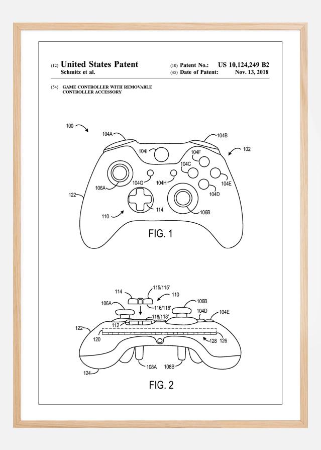 Patent Print - Game Controller III - White Αφίσα