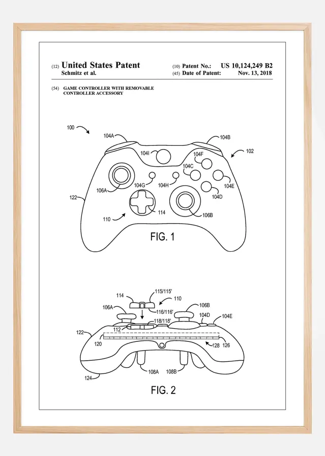 Patent Print - Game Controller III - White Αφίσα