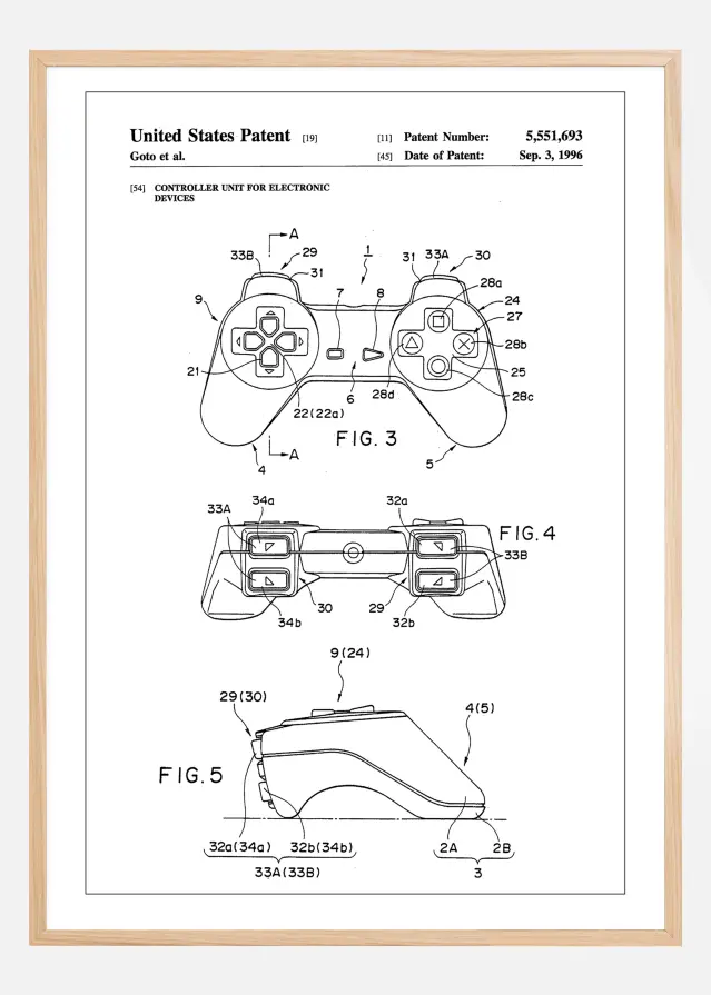 Patent Print - Game Controller II - White Αφίσα