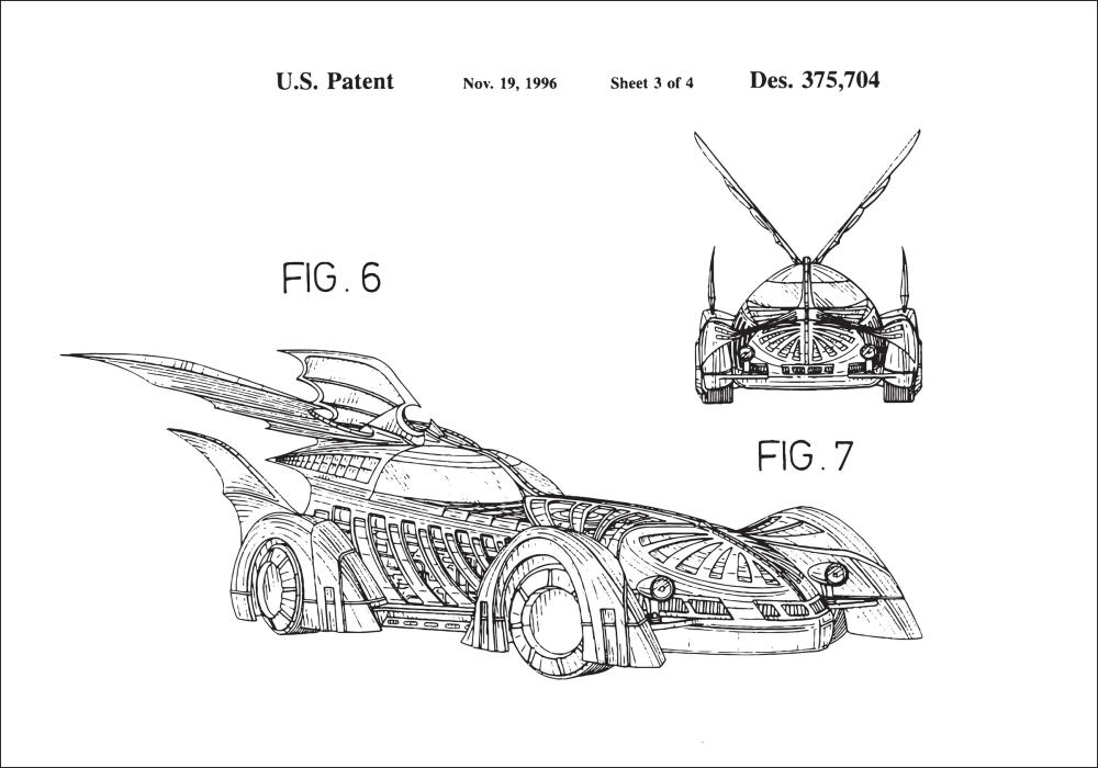 Σχέδιο διπλώματος ευρεσιτεχνίας - Batman - Batmobile 1996 III Αφίσα