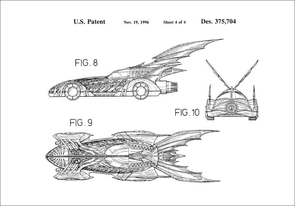 Σχέδιο διπλώματος ευρεσιτεχνίας - Batman - Batmobile 1996 IIII Αφίσα