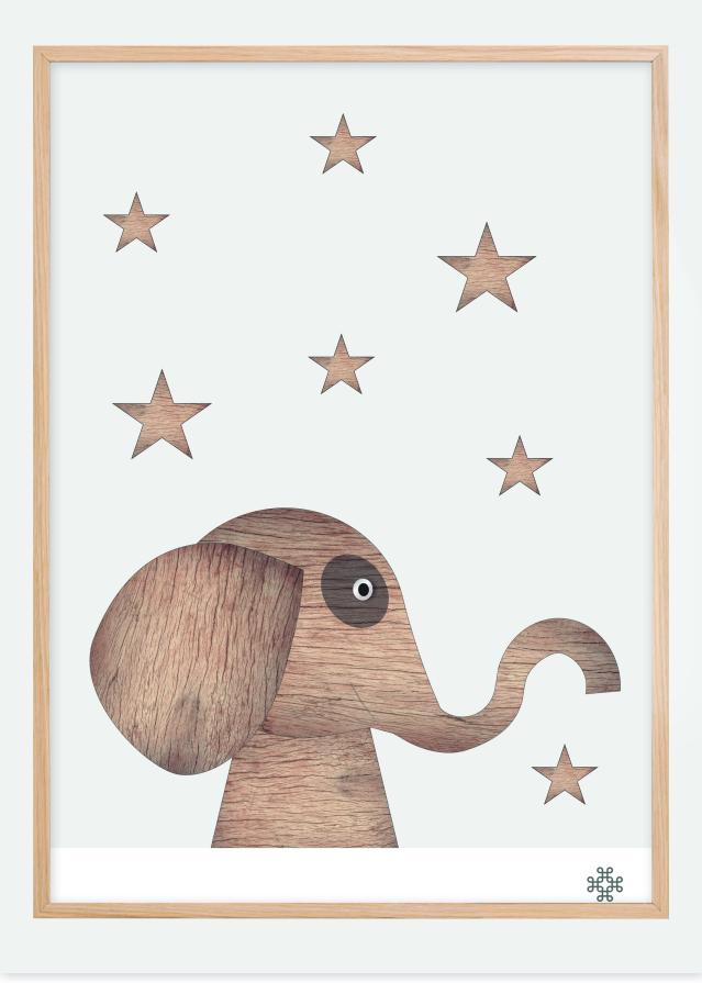 Wood elephant Light Αφίσα